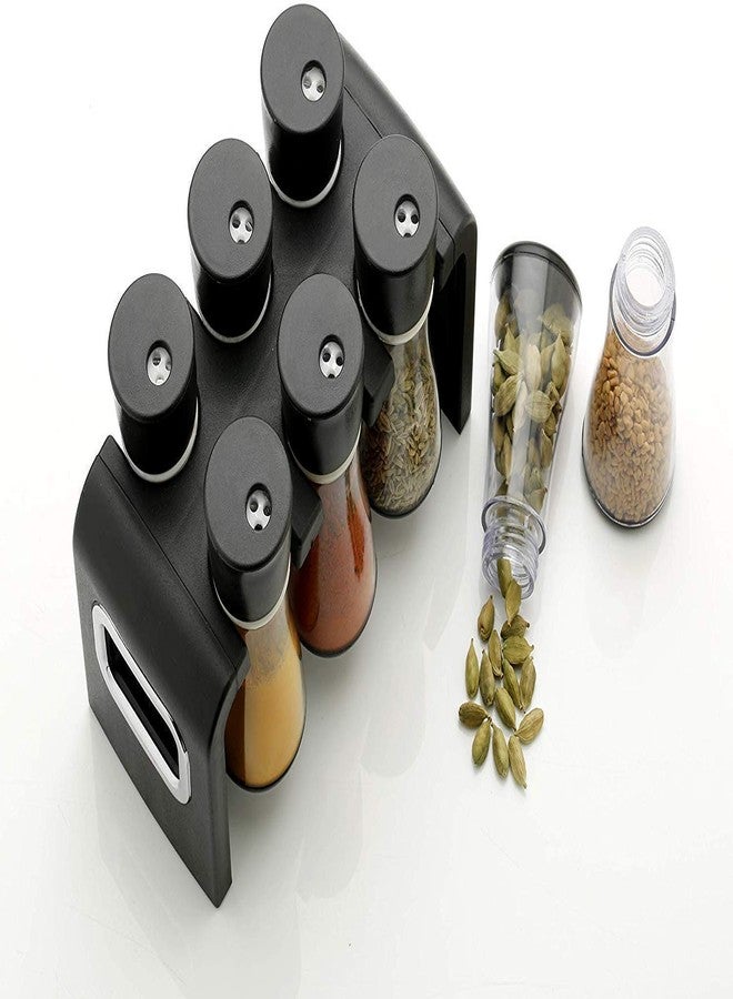 Yorten Spice Container of 6 pcs for Storage of Kitchen Spices and Masala Storage (Black) (6 - PCS Spice Rack) - Image 2